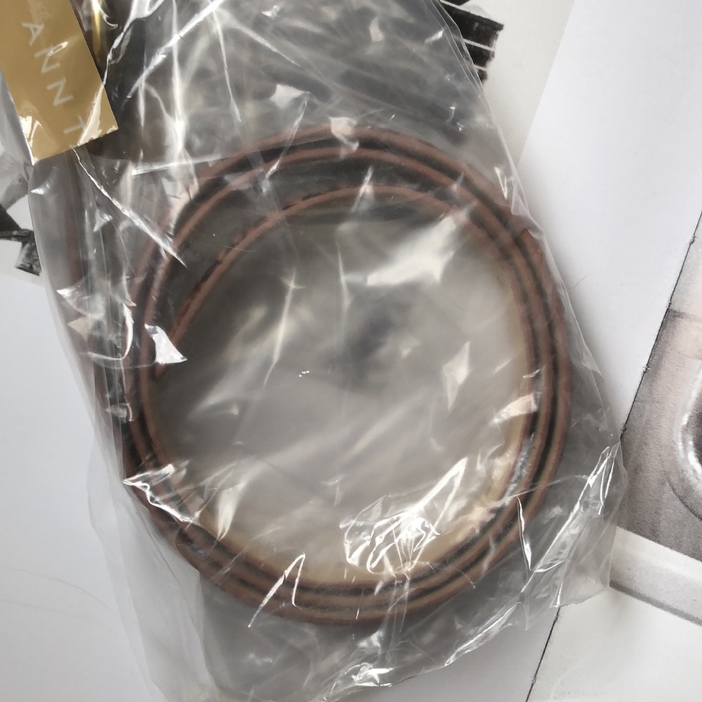 NWT • F R E E • ANN TAYLOR • Leather Snake Animal Skinny Belt w/ Gold Buckle - Picture 4 of 14